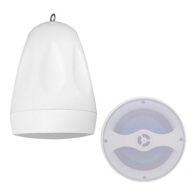 Speco Technologies Contractor Elite 6 1/2" White Pendant-Mount Outdoor Combination Speaker with Transformer SP6PTW - 70/25V, 64W, 92 dB