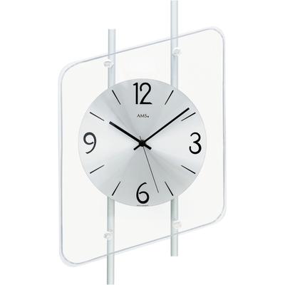 Funkwanduhr AMS, silber (silberfarben), Wanduhren, B/H/L: 25cm x 7cm x 45cm, Quarzuhr,Wohnzimmer,Esszimmer,Küche,Made in Germany,Büro,Flur Image
