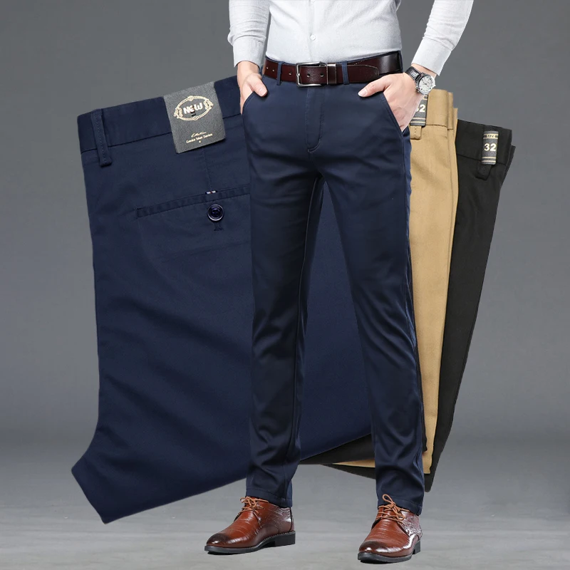 Frühling Sommer Dünne Business Casual Hosen Herren Gerade Stretch Koreanische Klassische Büro Hosen Mode Männliche Kleidung Größe 28-40