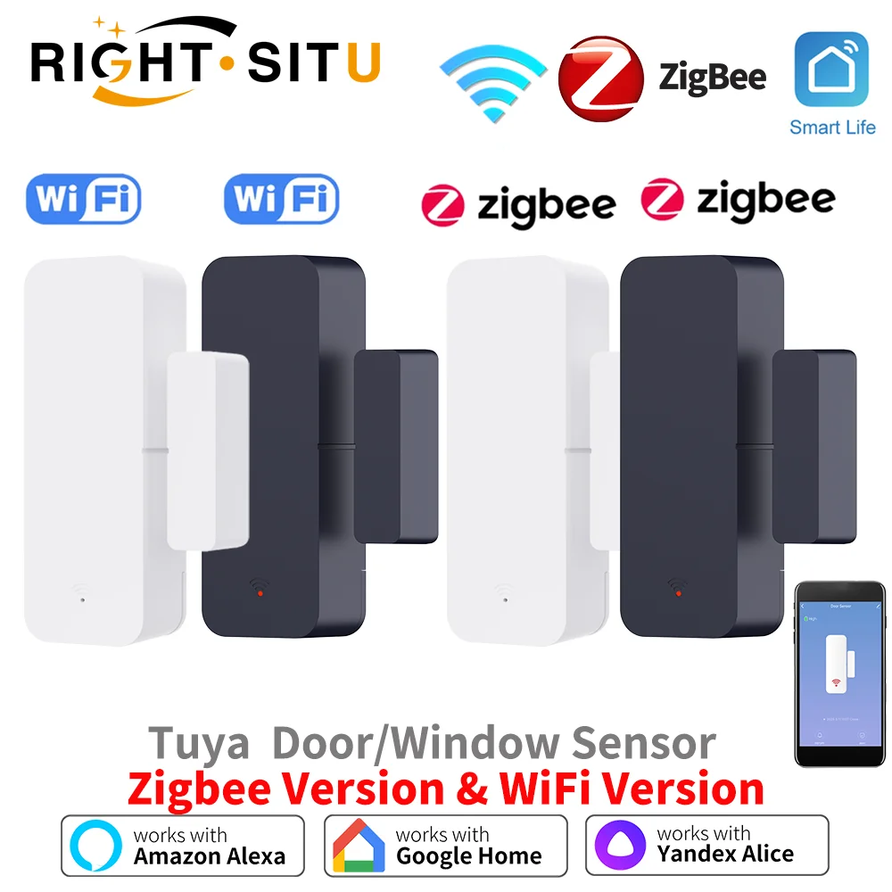 Tuya Zigbee WiFi Tür Sensor Fenster Kontakt Sensor Zigbee 3,0 Sensor APP Fernbedienung Arbeit Mit Yandex SmartLife Alexa Image