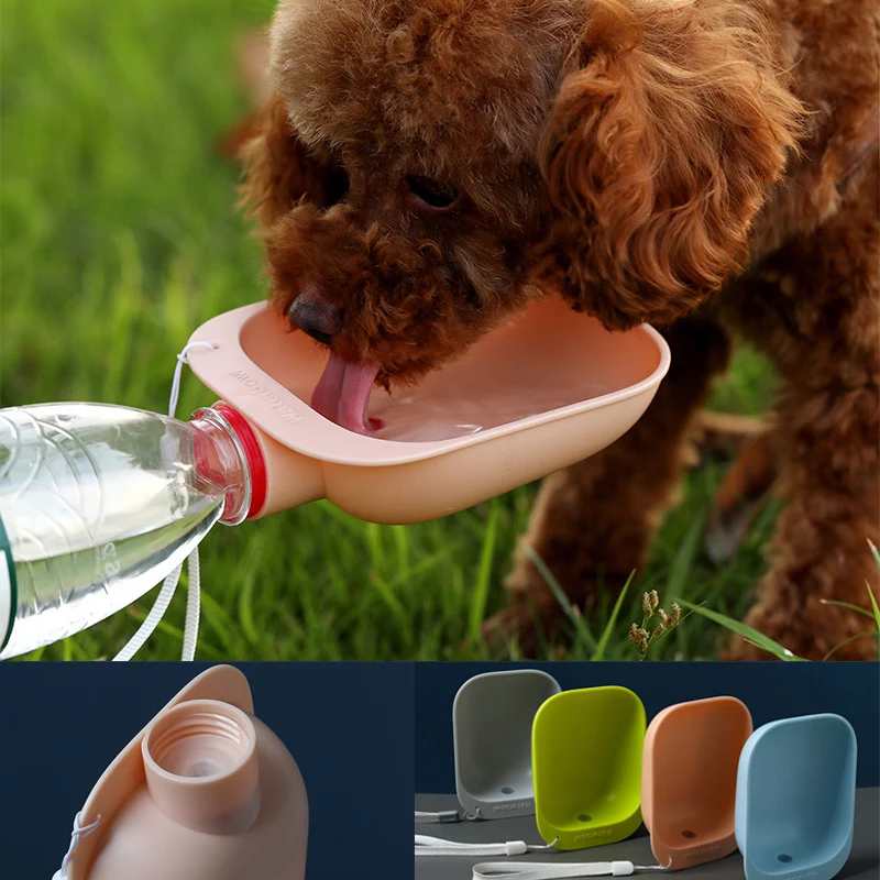 Hund Reise Wasser Flasche Tragbare Hund Outdoor Fütterung Wasser Schüssel Haustiere Mineral Wasser Flasche Anschluss Gehen Hund Liefert Image