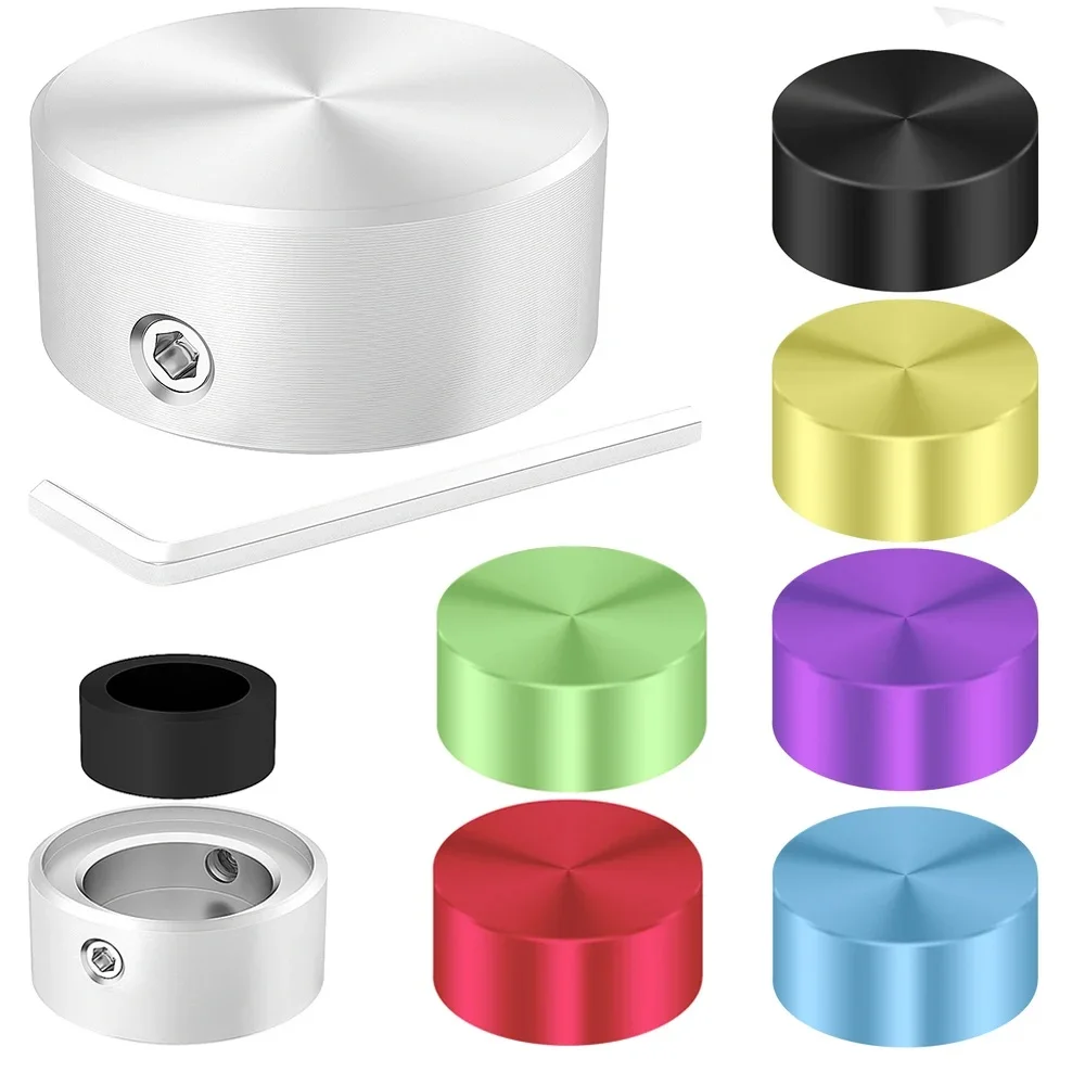 DaierTek 7PCS Fußschalter Topper Metall Fußschalter Topper mit Gummieinsatz Pedal Tasten Kappe Silber für Gitarre Effektpedal Image