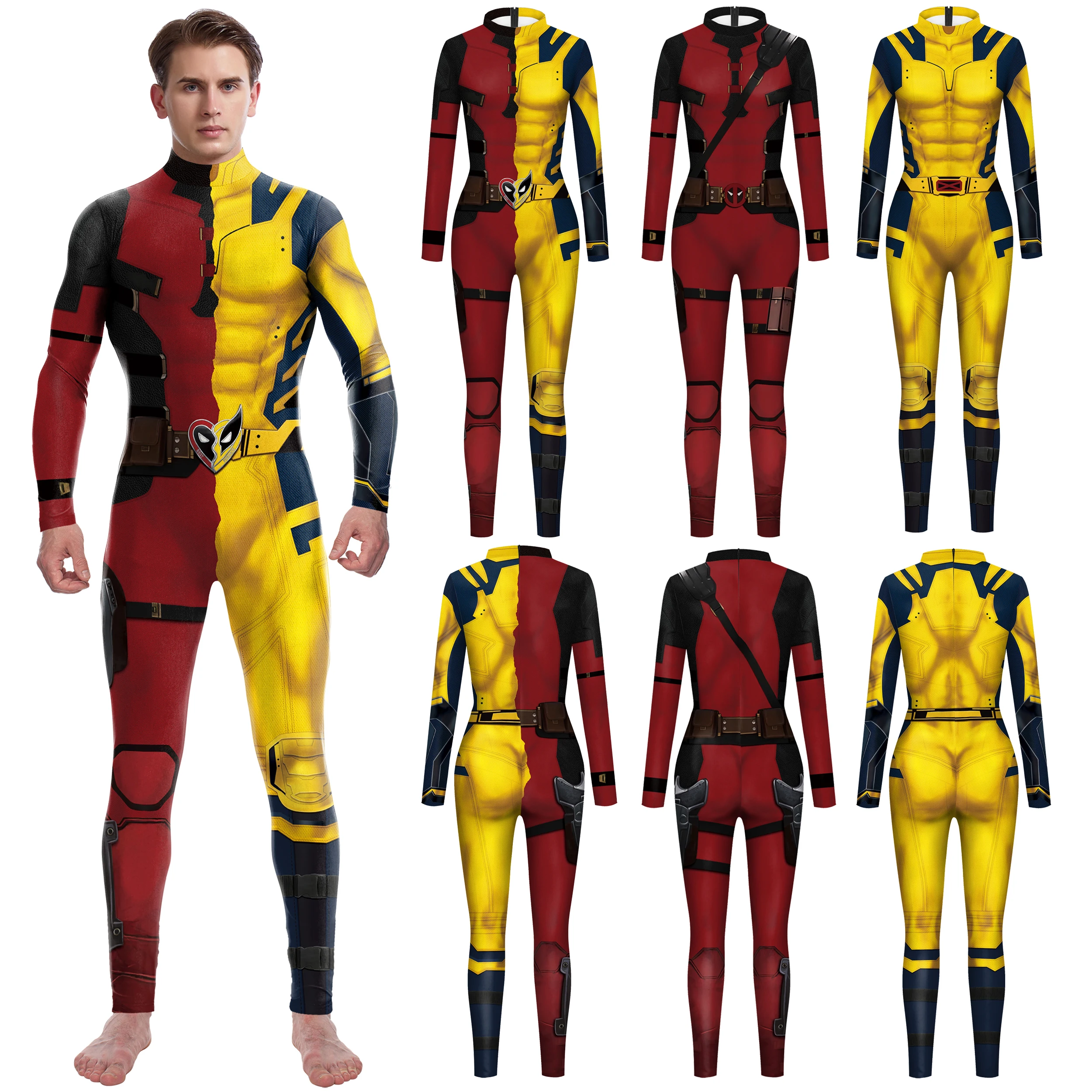 [Du bist mein Geheimnis] Deadpool-Cosplay-Kostüme für Erwachsene, Superhelden-Film, Wolverine, bedruckter Zentai-Body, ausgefallenes Outfit Image