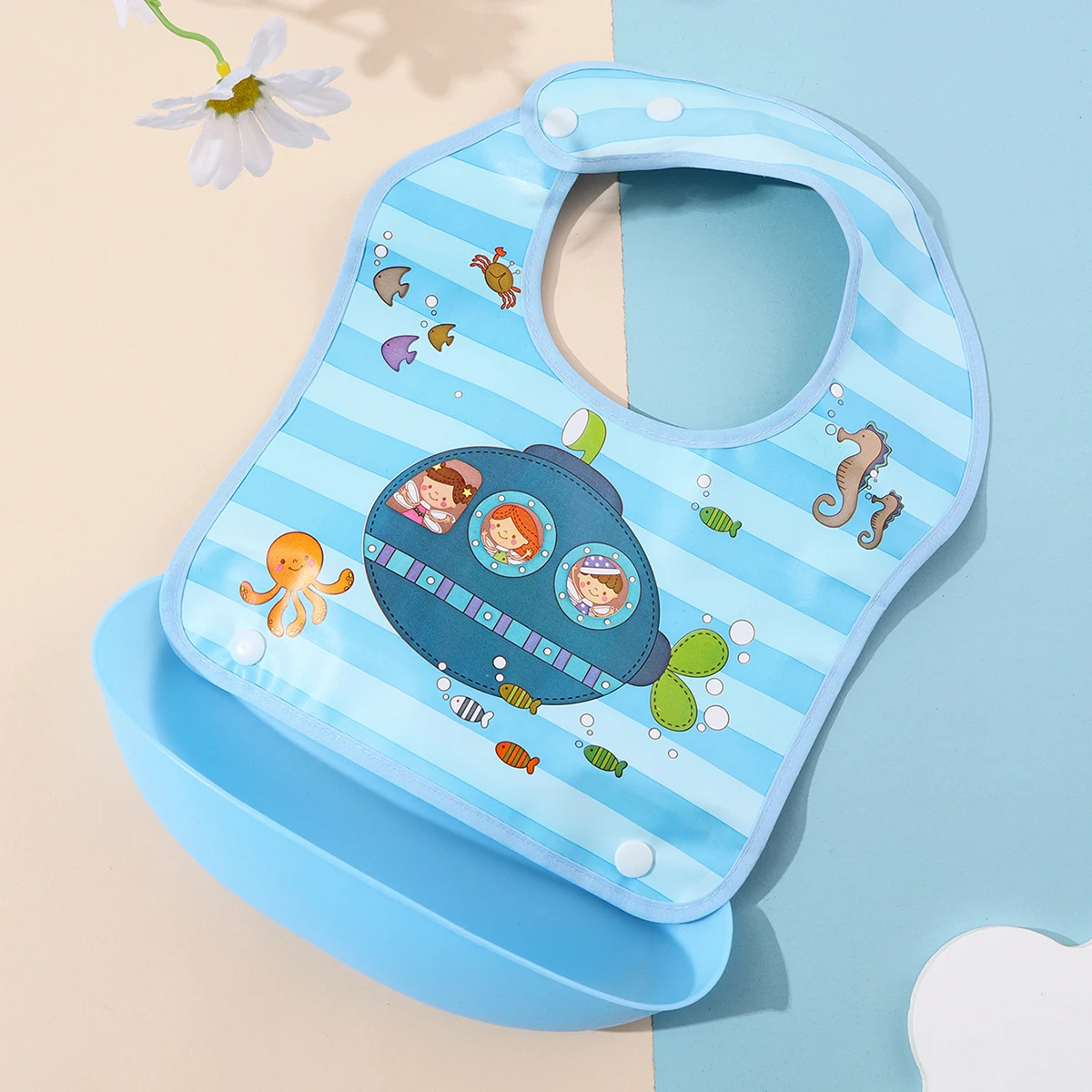 Babynahrungslätzchen Baby wasserdichtes Lätzchen dreidimensionale abnehmbare Lebensmitteltasche Speicheltasche für Kinder Image