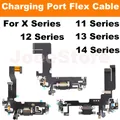 Cavo flessibile per porta di ricarica per iPhone 11 12 13 14 Pro Max Mini X XS XR Connettore dock per caricabatterie USB con riparazione a nastro per microfono