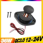 Caricatore USB doppio QC 3.0 a ricarica rapida con cappuccio scorrevole 36W Caricatore USB a ricarica rapida impermeabile 12V/24V per auto, barca, autobus, camper, casa