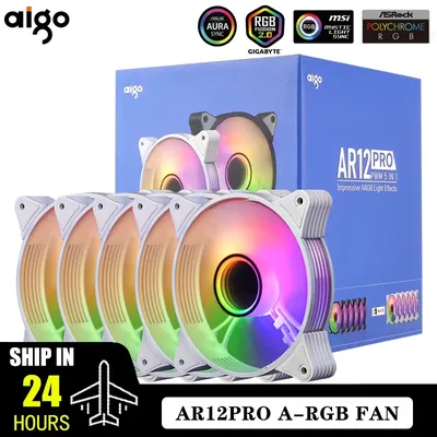 Aigo AR12PRO Computer Case Fan Ventoinha PC 120mm RGB Fan 4pin PWM CPU Cooling Fan 3pin5v Unlimited