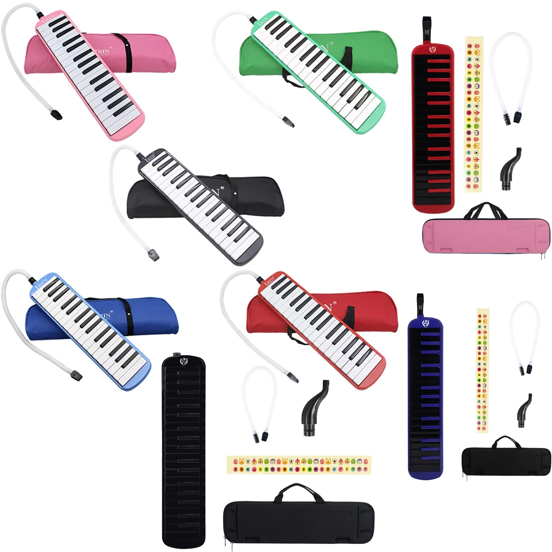 Irin 32 key melodica tragbarer ton klavier mund orgel harmonika pianica melodica tastatur instrument mit wind pfeife rücken gurt Image