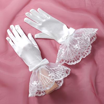 TEMU Elegant Wedding Gloves With Simple Bow Decorations: A Pair Of Fingerless Gloves For Ladies' Wedding Parties