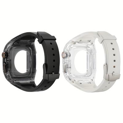 TEMU 2pcs Transparent Integrated Watch Strap Set For Watch Ultra//8/7/6/5/se 49/45/44mm Rubber Band Men Women Sport Modification Kit For Iwatch With Tool