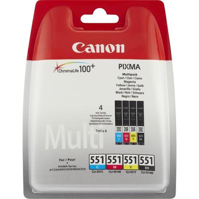 Original Canon 6509B009 / CLI-551 Druckerpatronen Multipack (Schwarz,Cyan,Magenta,Gelb)