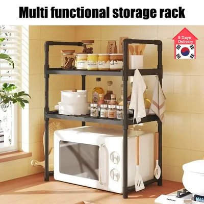 Kitchen Elevated Design Seasoning Rack Microwave Storage RackBilayer Oven Modern Minimalism Kitchen