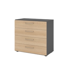 Hammerbacher-Regal 2OH, 4 Schübe, BS Graphit/Eiche-V928S4/G/E/BS Image