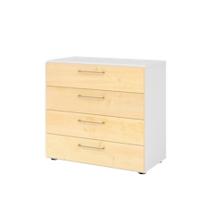 Hammerbacher-Regal 2OH, 4 Schübe, BS Weiß/Ahorn-V928S4/W/3/BS Image