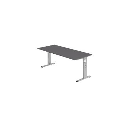 Hammerbacher-Schreibtisch C-Fuß 180x80cm Graphit/Silber-VOS19/G/S Image