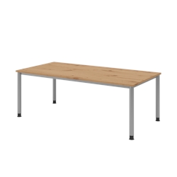 Hammerbacher-Schreibtisch 4Fuß-rd.200x100cm Asteiche/Silbe-VHS2E/R/S Image