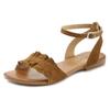 Sandale LASCANA "Sommerschuh", Damen, Gr. 38, braun (camelfarben), Obermaterial: 100% Ziegenleder. Futter: 100% Schweinsleder. Decksohle: 100% Rindsleder. Laufsohle: 100% Synthetik, unifarben, modisch, Schuhe Riemchensandale, Sandalette, Sommerschuh...