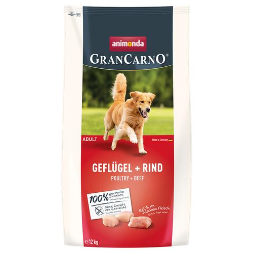 Sparpaket: 2x12kg animonda GranCarno Adult Geflügel + Rind Hundefutter trocken