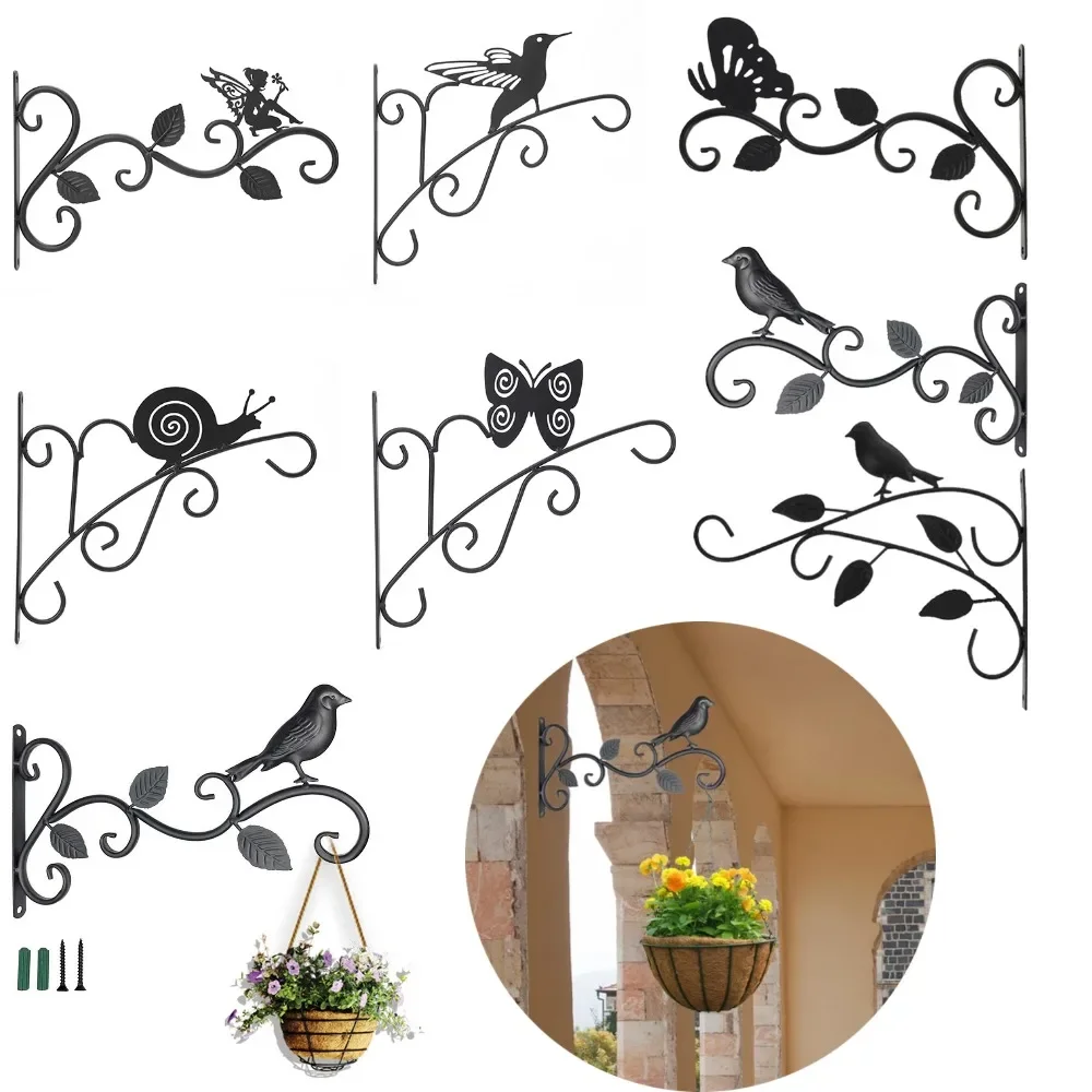 Wand haken Blumentopf halter Europa Vintage Eisen Kunst Blumen ständer Garten dekoration Wandbehang Korb halterung Image