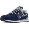 Sneaker NEW BALANCE "574", Gr. 36, weiß (navy, grau, weiß), Leder, Textil, sportlich, Schuhe