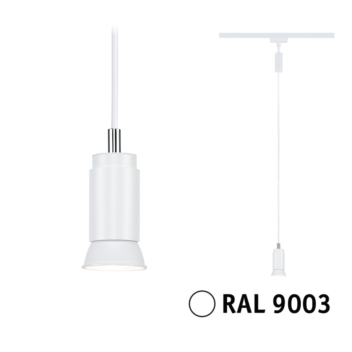 Paulmann URail Pendel Runa GU10 max. 10W dimmbar 230V Signalweiß 95623 Image