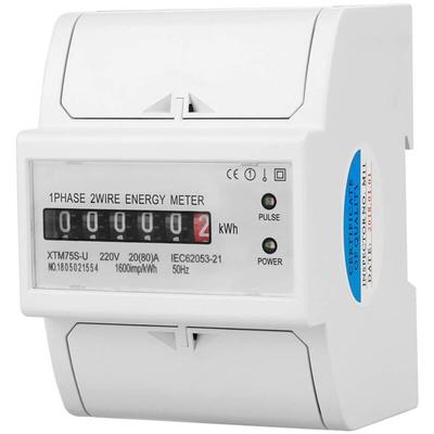 220 v Digital 1 Phase 2 Draht 4P DIN-Schienen-Stromzähler Elektronischer KWh-Zähler (20 (80)