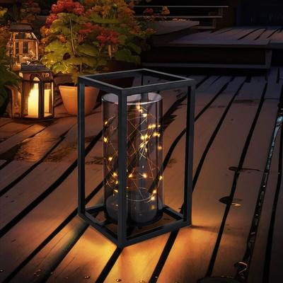 Solar Lampe Outdoor Solarleuchte Gartenleuchte Metallgestell led Solar Lichterkette Außen, Metall Image