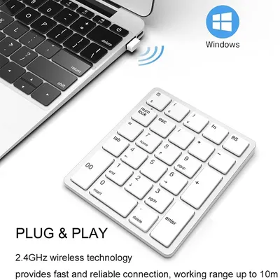 Jomaa 26 Keys Wireless Number Pads Rechargeable USB Numeric Keypad Portable Financial Accounting