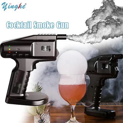 Cocktail Smoke Bubble Gun，Smoke Gun，5-Flavour Oil and Edible Bubble for Food and Drink, Bourbon,