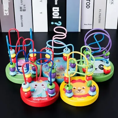 Colorful Wooden Roller Coaster Educational Circle Toy For Preschool Learning Bead Maze Toy Perfect