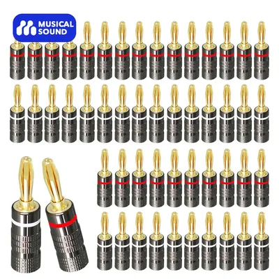 Musical Sound Banana Plugs 4/8/12/24 Pcs Closed Screw 24K Gold Plated Banana Speaker Plug Connectors