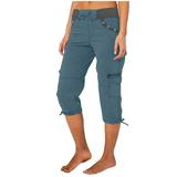 Hauaitttt Summer Women Pocket Trousers Outdoor Casual Sports Cropped Pants Overalls Thin Loose Cargo Shorts A Pants for Women Work Casual plus Size Comfy Casual Pants Women Business Casual Pants for