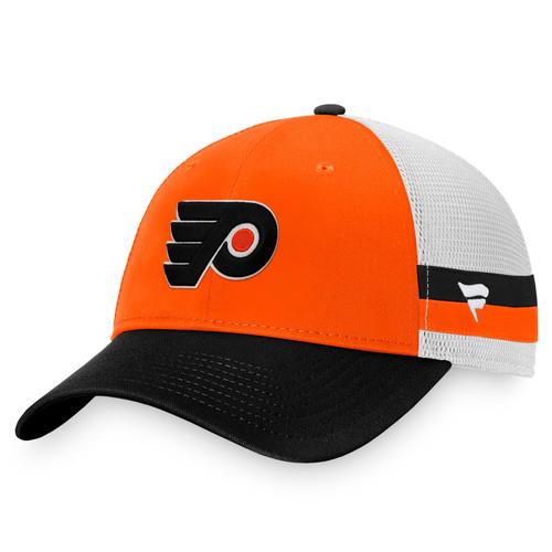 Orange/Schwarze Philadelphia Flyers Breakaway Fanatics Trucker Snapback-Mütze mit Streifen für Herren