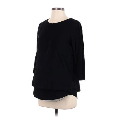 Angel Maternity 3/4 Sleeve T-Shirt: Black Tops - Women's Size Small Maternity