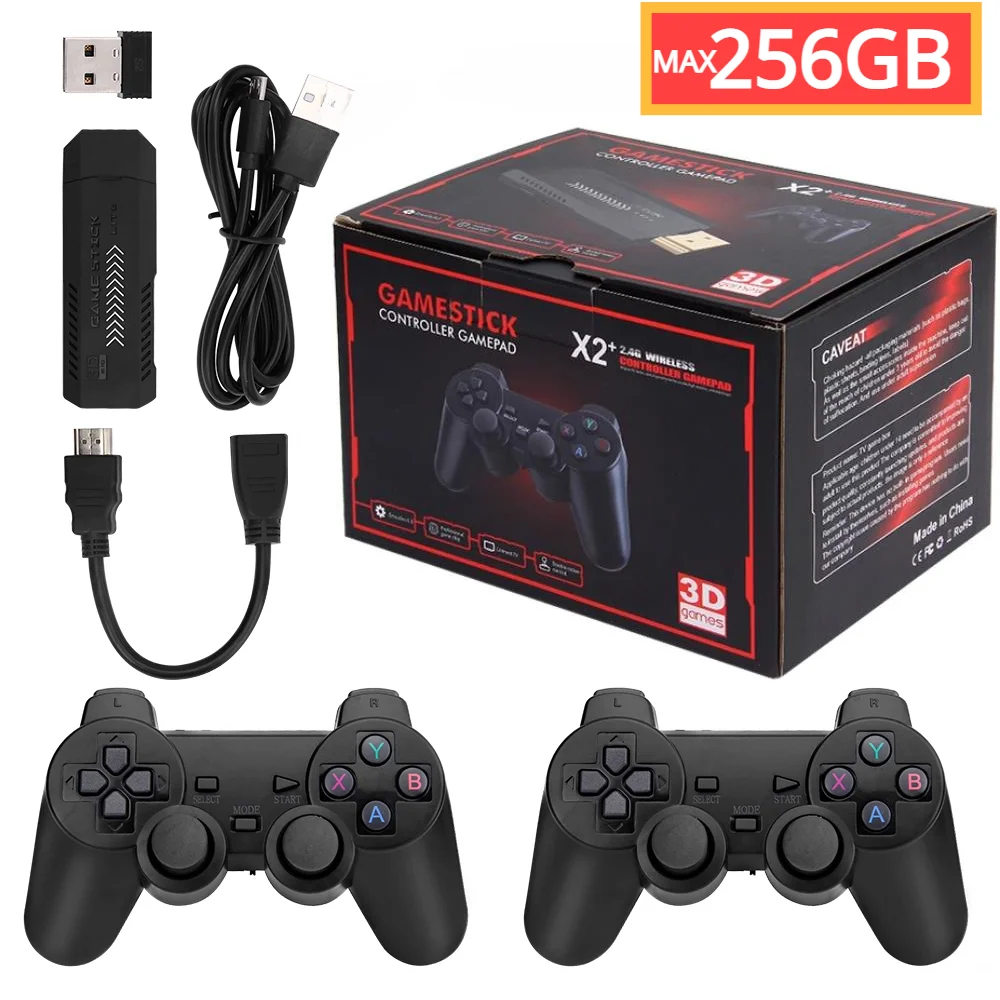 Console de jeu vidéo GD10 Plus, 256 Go, 58,000 jeux, 4K, HD, 2.4G, double manette sans fil, clé de jeu pour N64, PSP, PS1, GBA