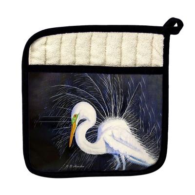 Breeding Egret Pot Holder - 9x9