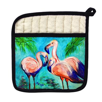 Betsy's Flamingo IV Pot Holder - 9x9