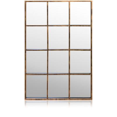Casa Chic - Bronzener Metall Fenster Wandspiegel - 90 x 60 cm Spiegel - Vintage Metallrahmen Image