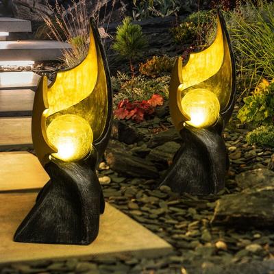 LED Solar Flamme Solarlampen für Außen Garten Dekoration Solarleuchte mit Flammeneffekt, gold Image