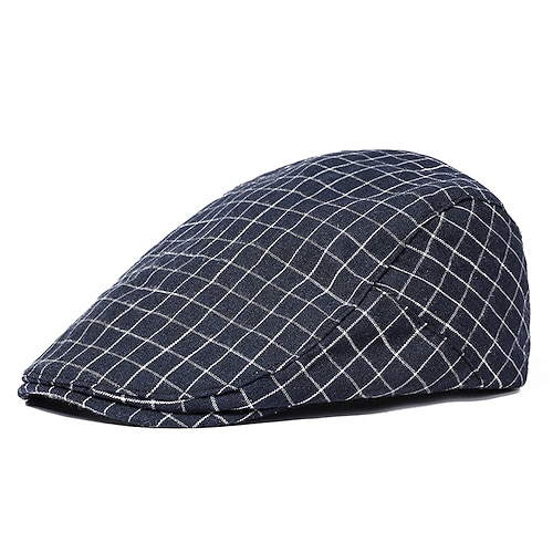 Herren Schiebermütze Ascot-Hut Ballonmütze Schwarz Weiß Baumwolle Modisch Brautkleider schlicht Strasse Täglich Plaid Einstellbar Sonnenschutz Atmungsaktiv Image