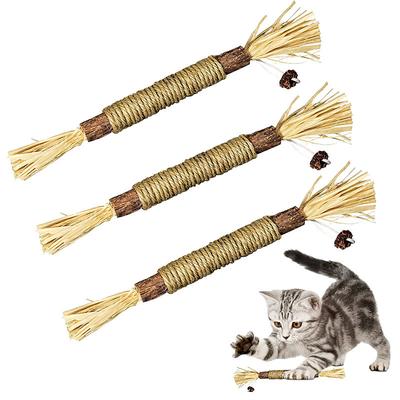 3 Pack Silvervine Sticks Cat Toys for Indoor Cats Interactive Silvervine for Cats Catnip Toys for Indoor Cats Chew Toy for Cat Teeth Cleaning Kitten Teething