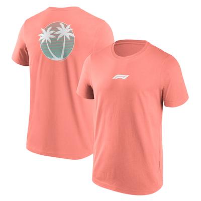 T-Shirt mit Aufdruck „Formula 1 Beach Club“ – Koralle Image