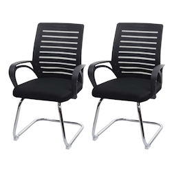 Mendler 2er-Set Konferenzstuhl HWC-K51, Besucherstuhl Freischwinger, 150kg belastbar Stoff/Textil ~ schwarz Image