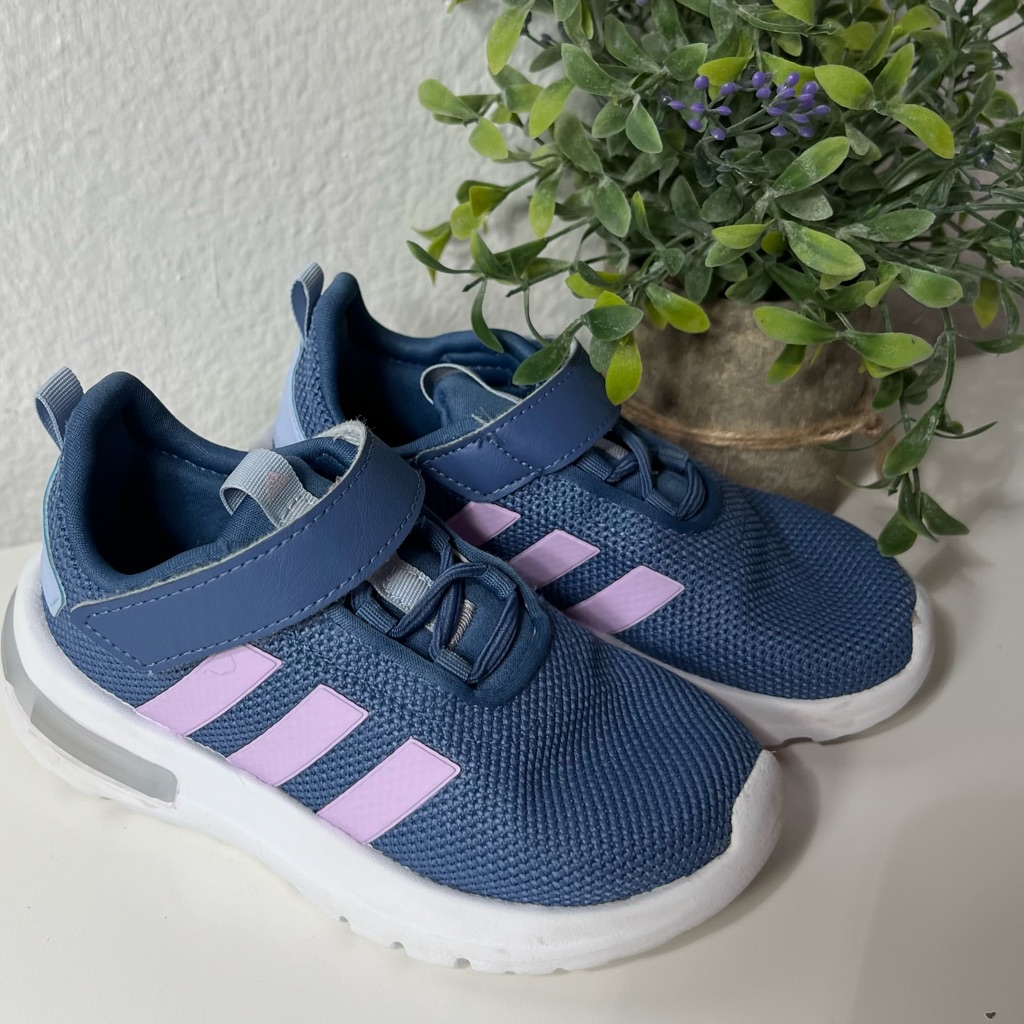 Adidas Shoes | 9 Kids Adidas Girls Crew Blue Lilac Dawn Racer Tr23 Sneakers Us Children Shoes | Color: Blue/Purple | Size: 9g