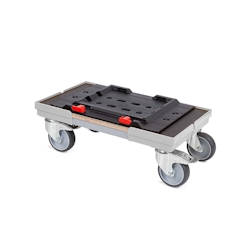 PROREGAL Transportroller für MetaBox L mit Gummiräder | BxT 50x30cm | 2 Bremsrollen & 2 Lenkrollen | Grau | Kistenroller Logistikroller Rollwagen Image