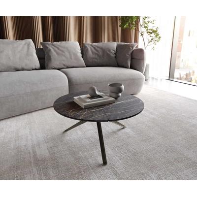 DELIFE Couchtisch Delron 70x70 cm Keramik Laminam®Noir Desir Braun Kreuzfuß Flach Metall Effektfinish Titan, Couchtische Image