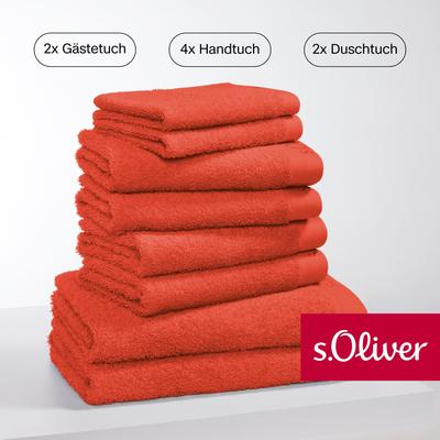 Handtuch Set S.OLIVER "s. Oliver, besonders weich und saugfähig", rot, 8 St., Walkfrottier, Walkfrottier, Baumwolle, Han