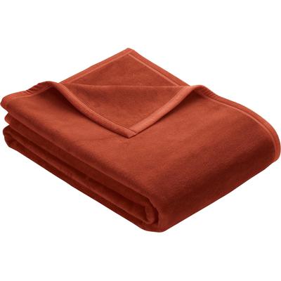 Wohndecke IBENA "Berlin", orange (terrakotta), B:150cm L:200cm, Mischgewebe, Wohndecken, Hochwertige Konfektion mit Markenpatch, Kuscheldecke Image