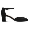 Spangenpumps TAMARIS, Damen, Gr. 37, schwarz, Textil, unifarben, Veloursleder, klassisch, Schuhe, Riemchenpumps, Abendschuh, Festtagsschuh, verstellbare Schnalle