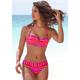 Bügel-Bandeau-Bikini-Top S.OLIVER "Fun", Damen, Gr. 38, Cup B, pink (pink bedruckt), Recycling-Polyamid, gestreift, Bikini-Oberteile, im trendigen Streifen-Design